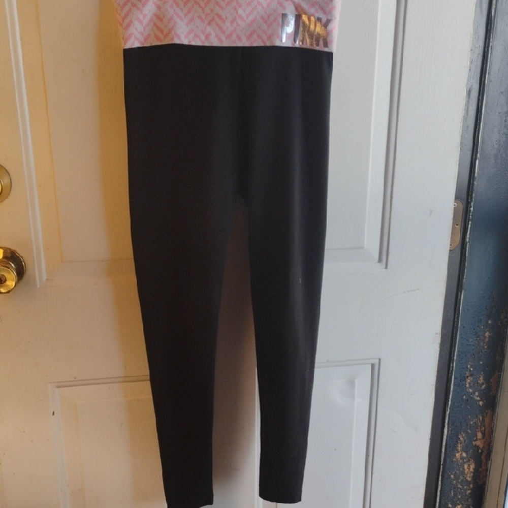 Victoria's Secret Pink and Black Yoga Leggings